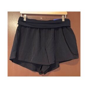 JoyLab Mid Rise Fold Over Waist Shorts (Black - Medium)